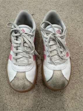 adidas Kids White and Pink Classic Sneakers